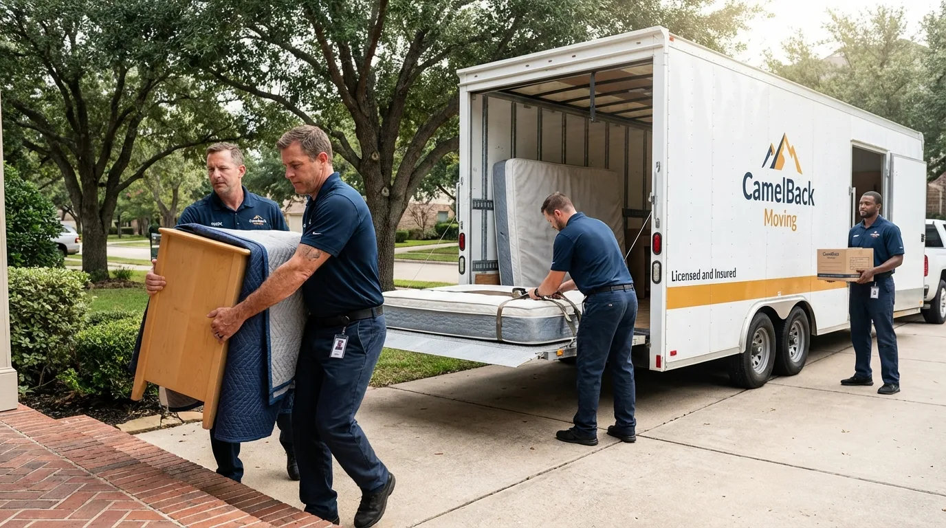Crew loading residential truck for cross-state move from Clarksdale, MS