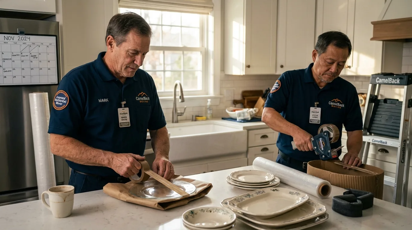 Professional crew packing kitchen dishware in Clarksdale, MS